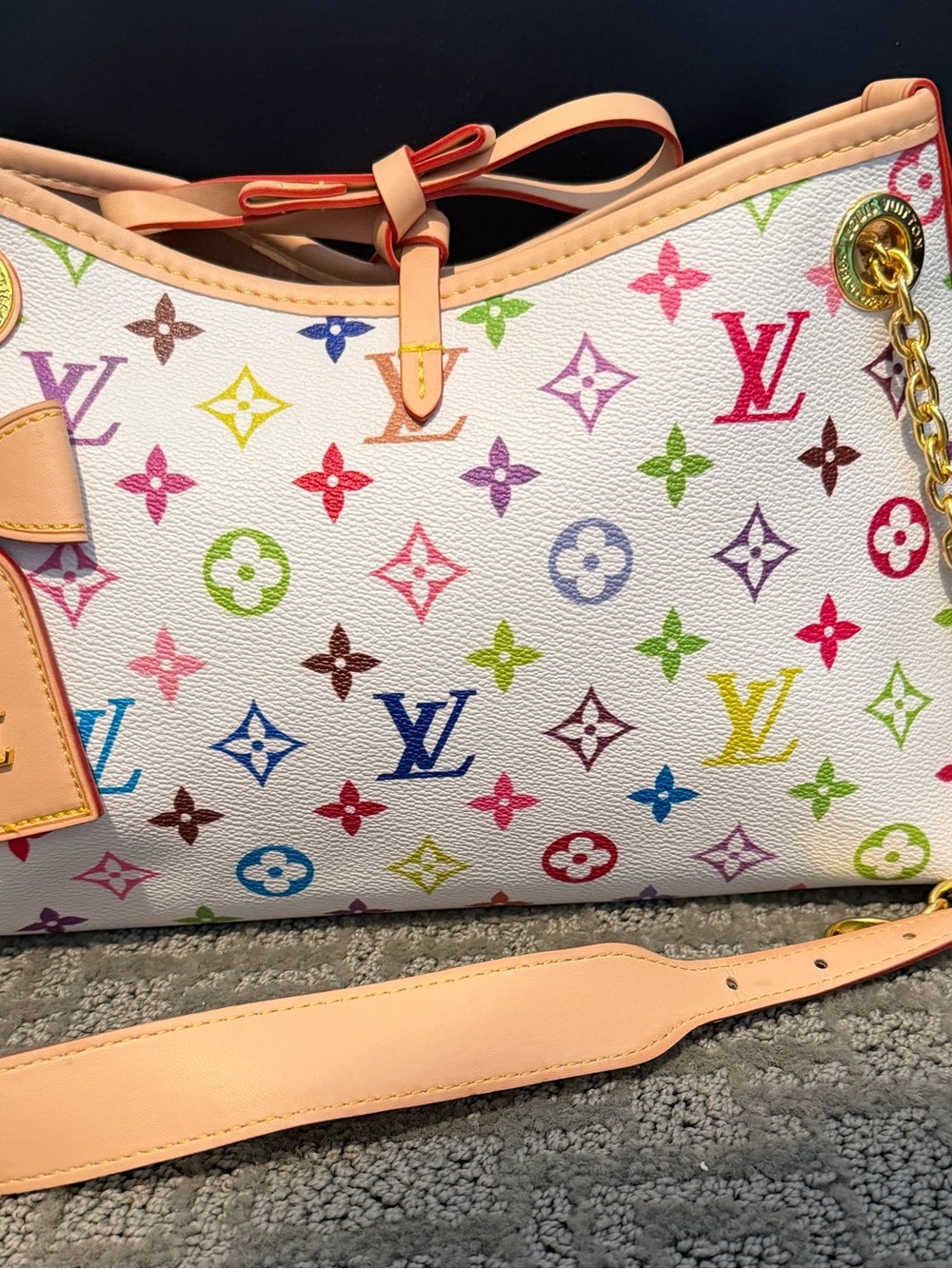 Multi-color bag with gold tone hardware